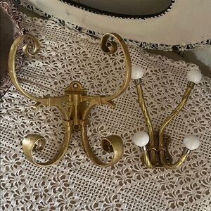 Pair of Large Brass Coat Hangers